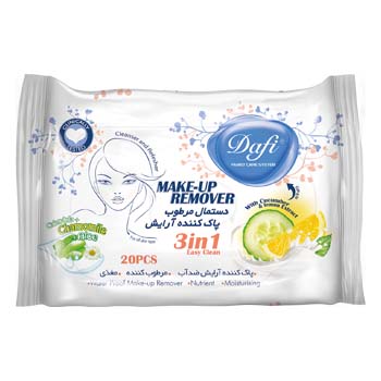 دستمال مرطوب 1X3 پاک کننده آرایش 20 برگی دافی