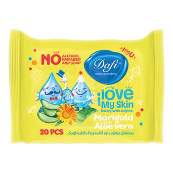 دستمال مرطوب پاک کننده و نرم کننده کودک 20 برگی دافی