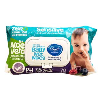 دستمال مرطوب پاک کننده کودک مخصوص پوست های حساس (بدون اسانس) 70 برگ دافی