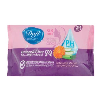 دستمال مرطوب بهداشتی بانوان 20 عددی دافی