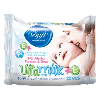 دستمال مرطوب پاک کننده کودک حاوی کالاندولا ویتامیلک 20 برگی دافی