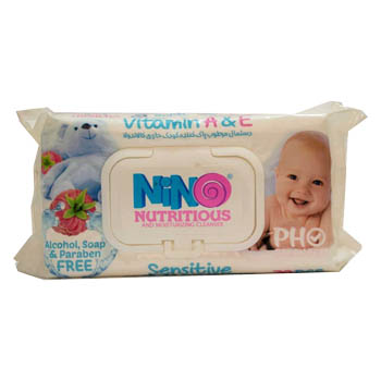 دستمال مرطوب کودک حاوی کالاندولا 70 برگی میوه ای درب دار نینو