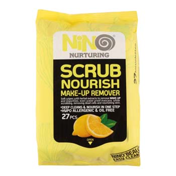 دستمال مرطوب پاک کننده آرایش مدل Scrub Nourish بسته 27 عددی نینو
