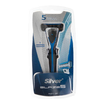 تیغ اصلاح سرامیکی صابون دار مردانه بلیز 5 (دسته+1یدک) سیلور