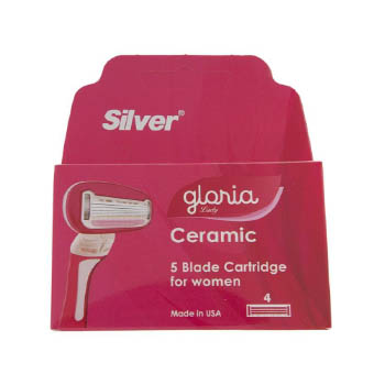 تیغ یدک سیستم 5 لبه گلوریا 5 زنانه (بسته 4 عددی) سیلور