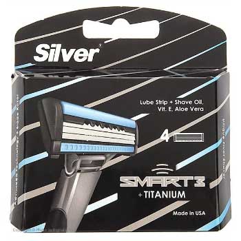 تیغ یدک 3 لبه اسمارت 3 ( بسته 4 تایی) سیلور