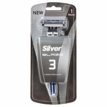 خودتراش چند بار مصرف 3 لبه صابون دار مدل بلیز 3 (مخصوص آقایان) سیلور