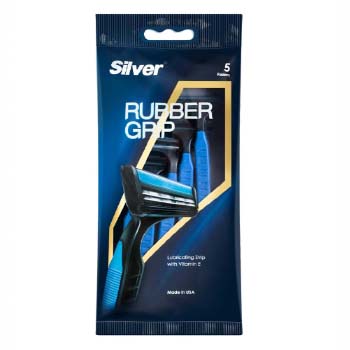 خودتراش چند بار مصرف 2 لبه رابرگریب مردانه (بسته 5 تایی) سیلور