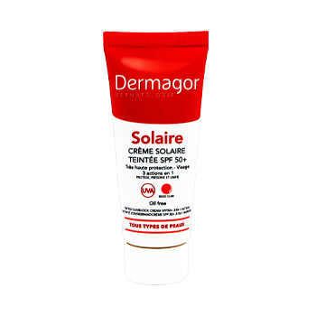 کرم ضد آفتاب رنگی +SPF50 درماگور مدل 3 در 1 فاقد چربی حجم 40 میل